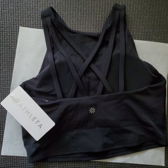 Athleta Black Longline Conscious Strappy Crop Bra A-C, size s - Picture 3 of 6
